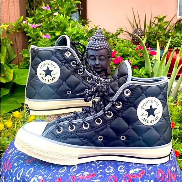 New H2O Repellent Workwear Chuck 70 Black Quilted Hi Top Converse Sneakers - Picture 1 of 9